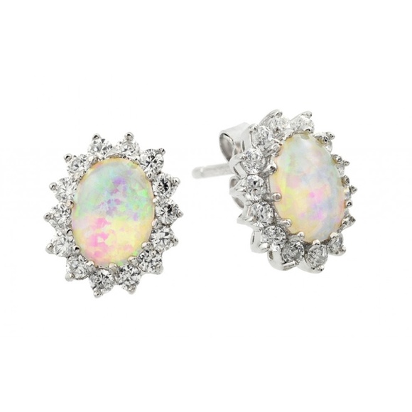 Jewelry - Sterling Silver White Fire Opal Stud Earrings